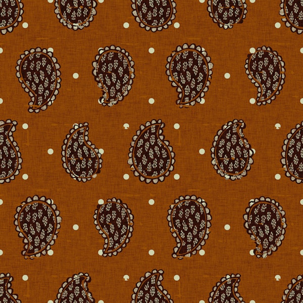 Rust Paisley Dots Textile