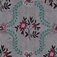 Folk Flowers and Vines on Linen Gray wallpaper