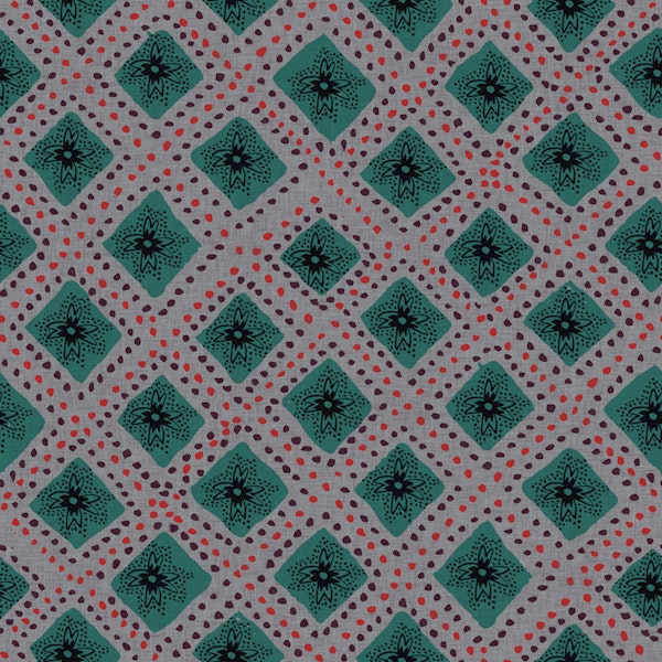 Boho Teal Diamonds on Gray