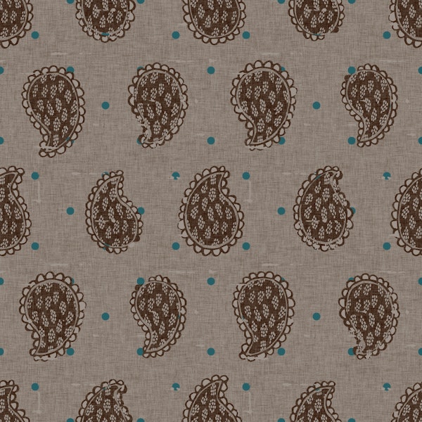 Rustic Paisley on Linen Beige