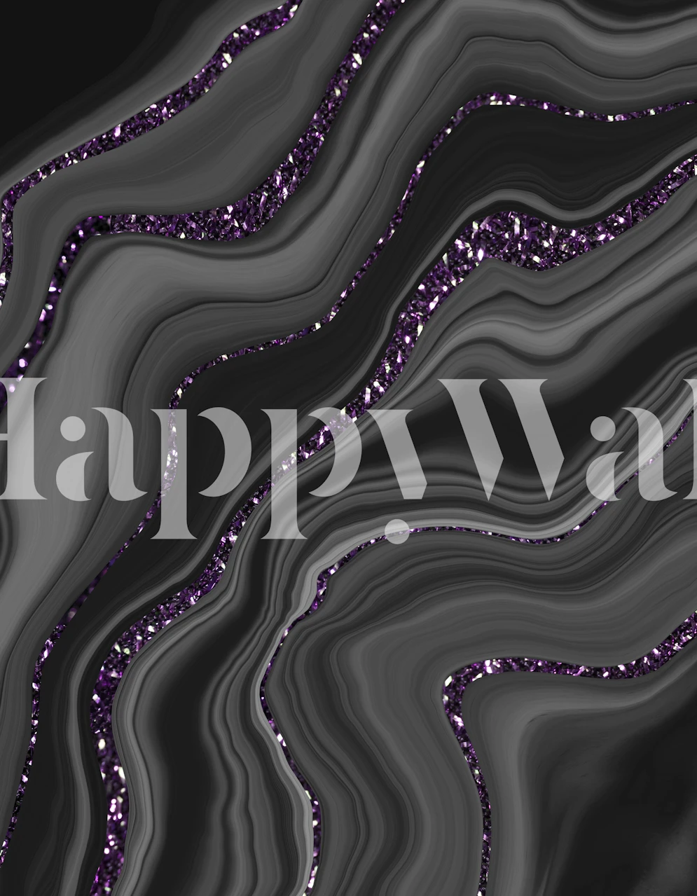 Flowing black and gray waves with glitter accents wallpaper
