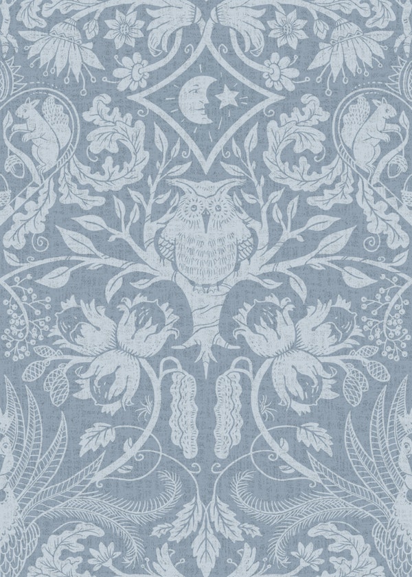 Nordic Forest Damask in Blue