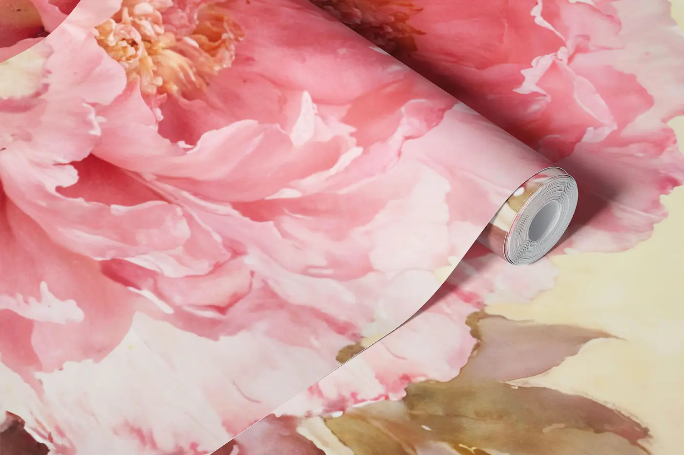 Romantic Pink Peonies and Roses wallpaper roll