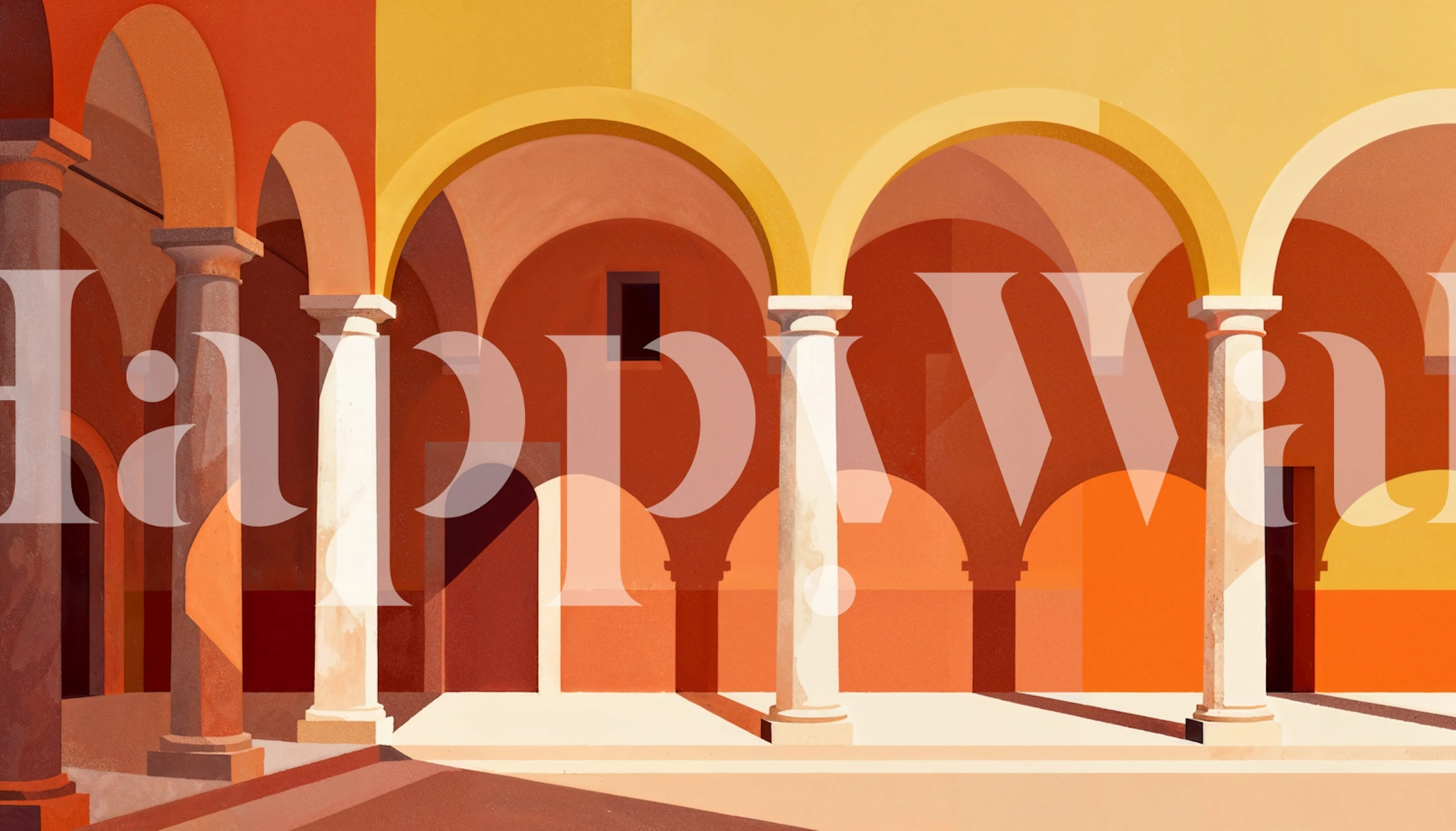 Mediterranean arches wallpaper in a room