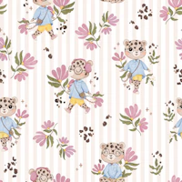 Leopard Bloom - pink beige stripes carta da parati