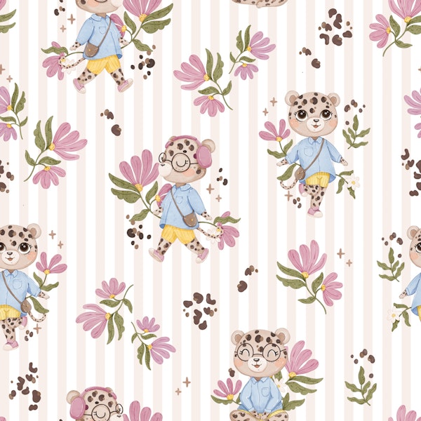 Leopard Bloom - pink beige stripes