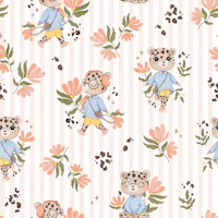 Leopard Bloom - beige stripes carta da parati
