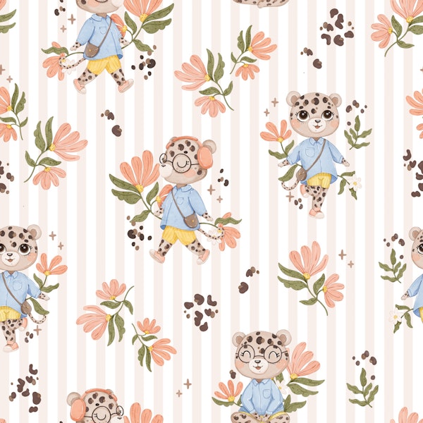 Leopard Bloom - beige stripes