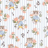 Leopard Bloom - blue stripes carta da parati