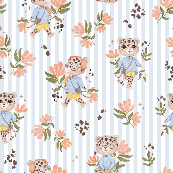 Leopard Bloom - blue stripes