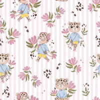 Leopard Bloom - pink stripes carta da parati