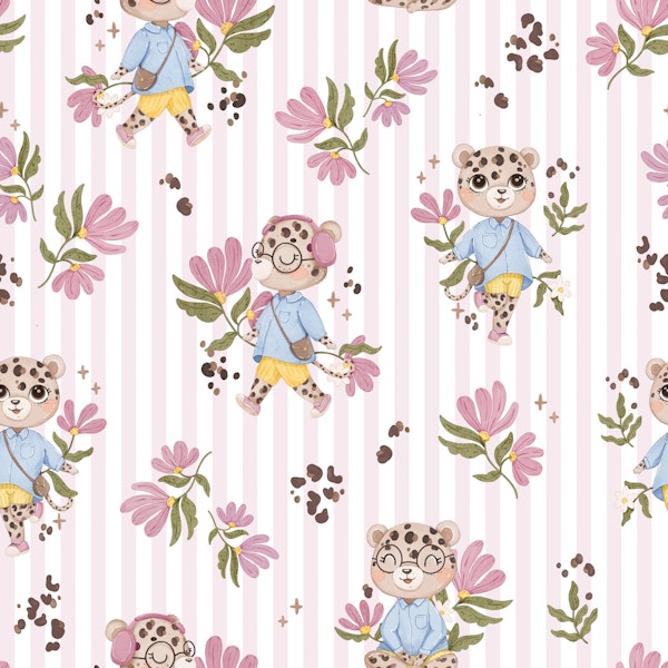 Leopard Bloom - pink stripes