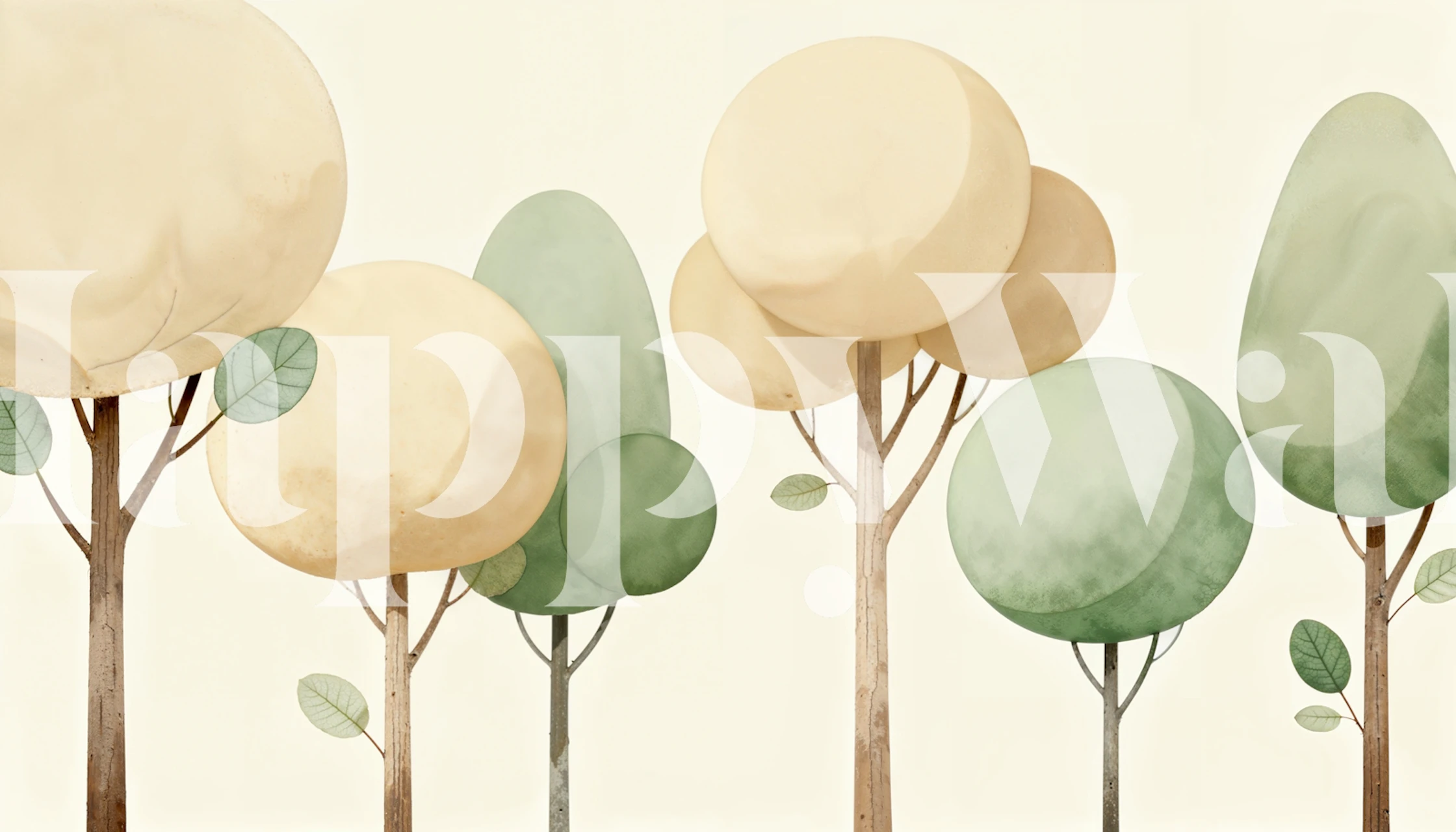 Soft pastel forest canopy wallpaper design
