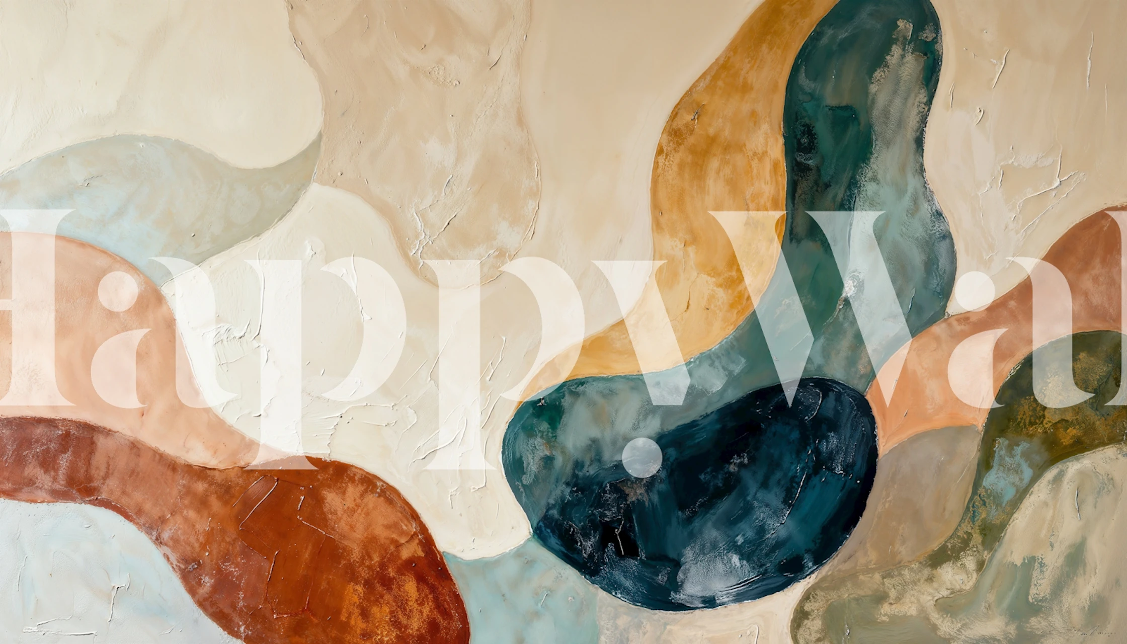 Earthy Abstract River Shapes wallpaper in a room