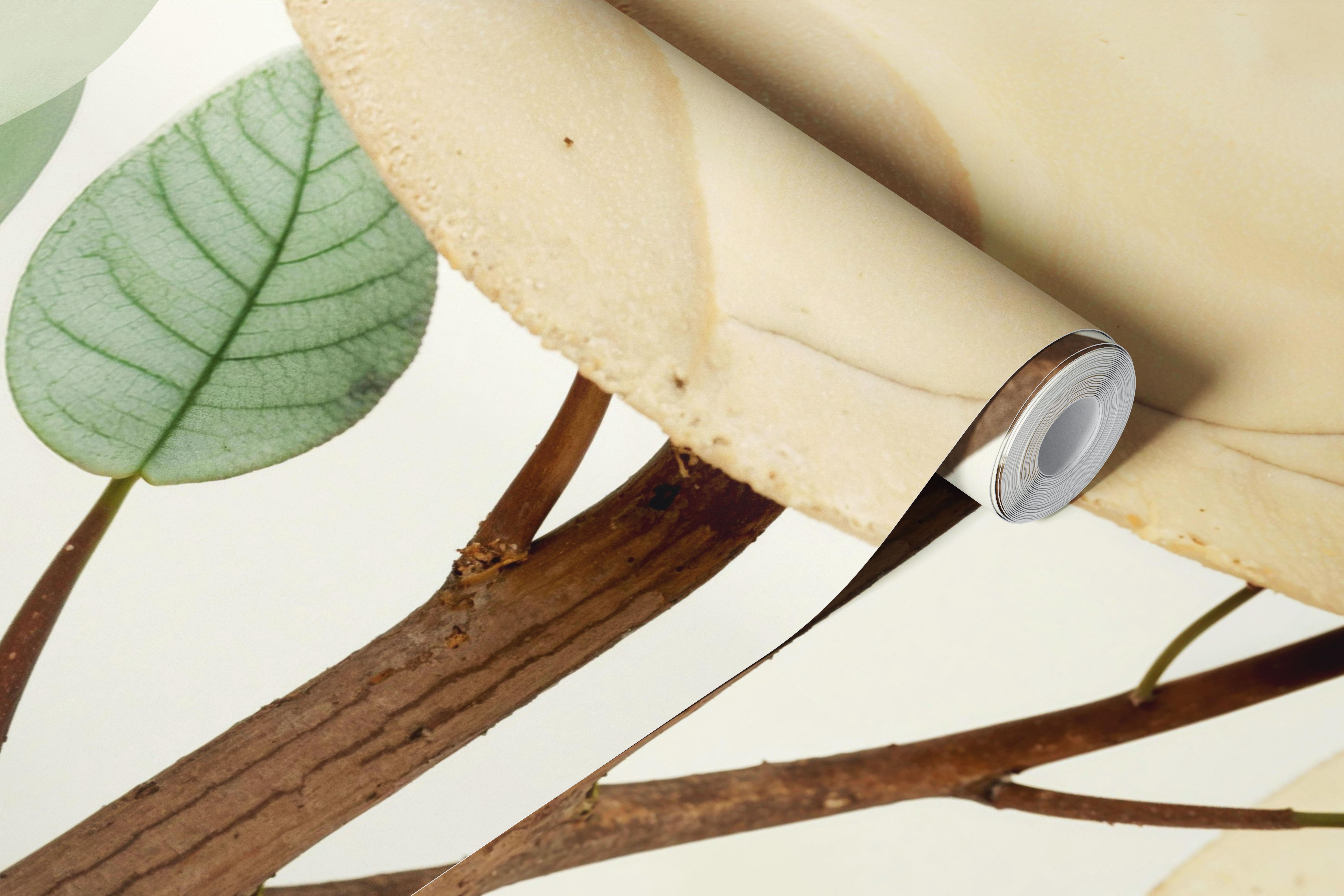 Papier peint de canopée d’arbres aux tons pastel doux dans une pièce