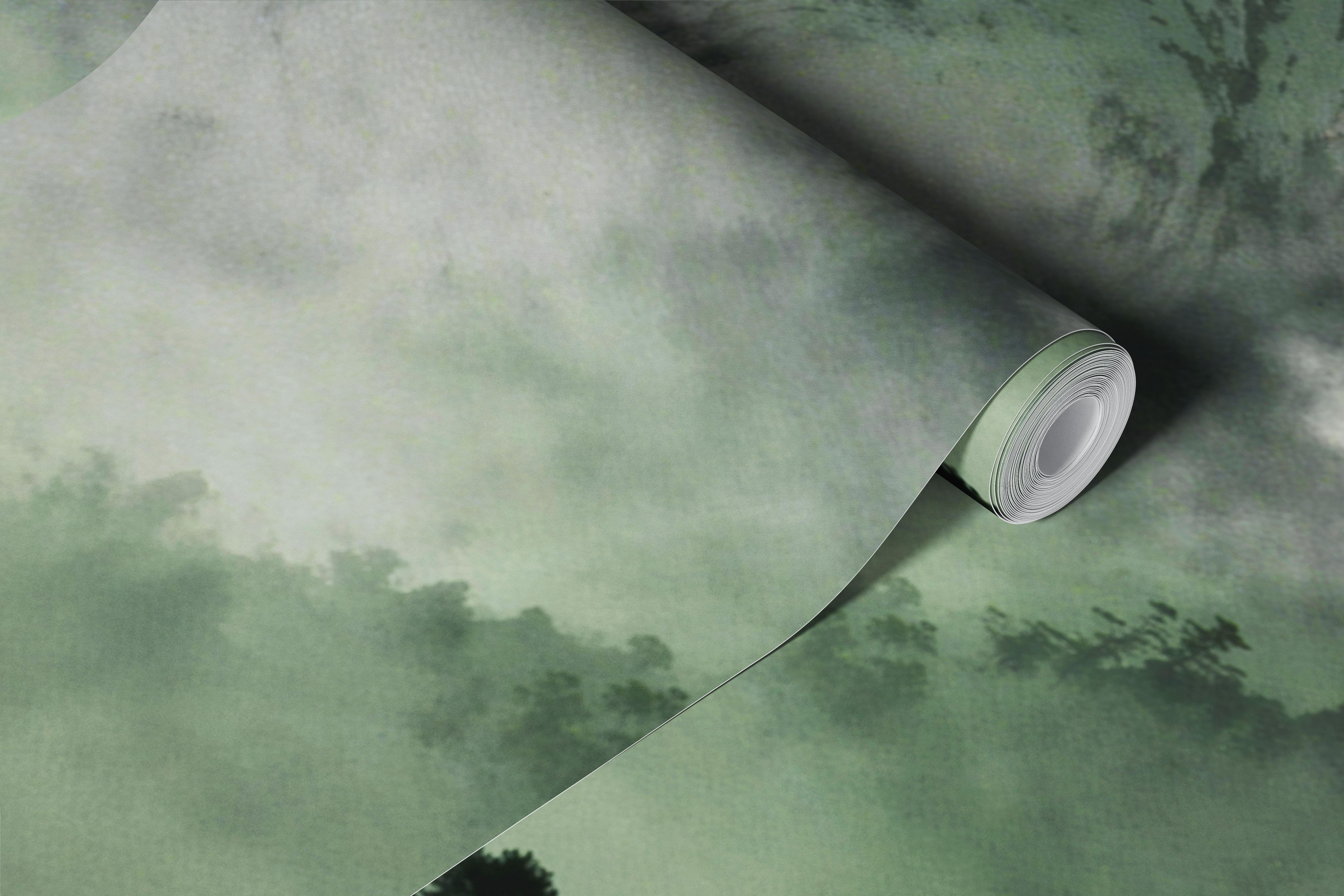 Papel de parede Misty Mountain Pines em um cômodo