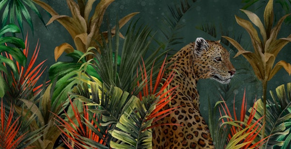 Wild Cat in Lush Jungle