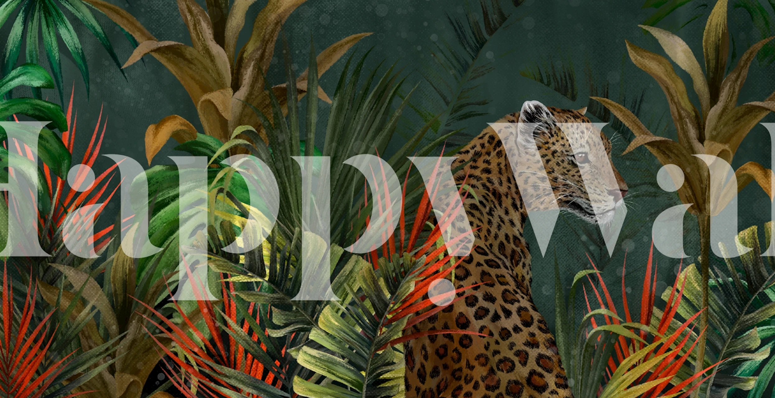 Wild Cat in Lush Jungle tapetdesign