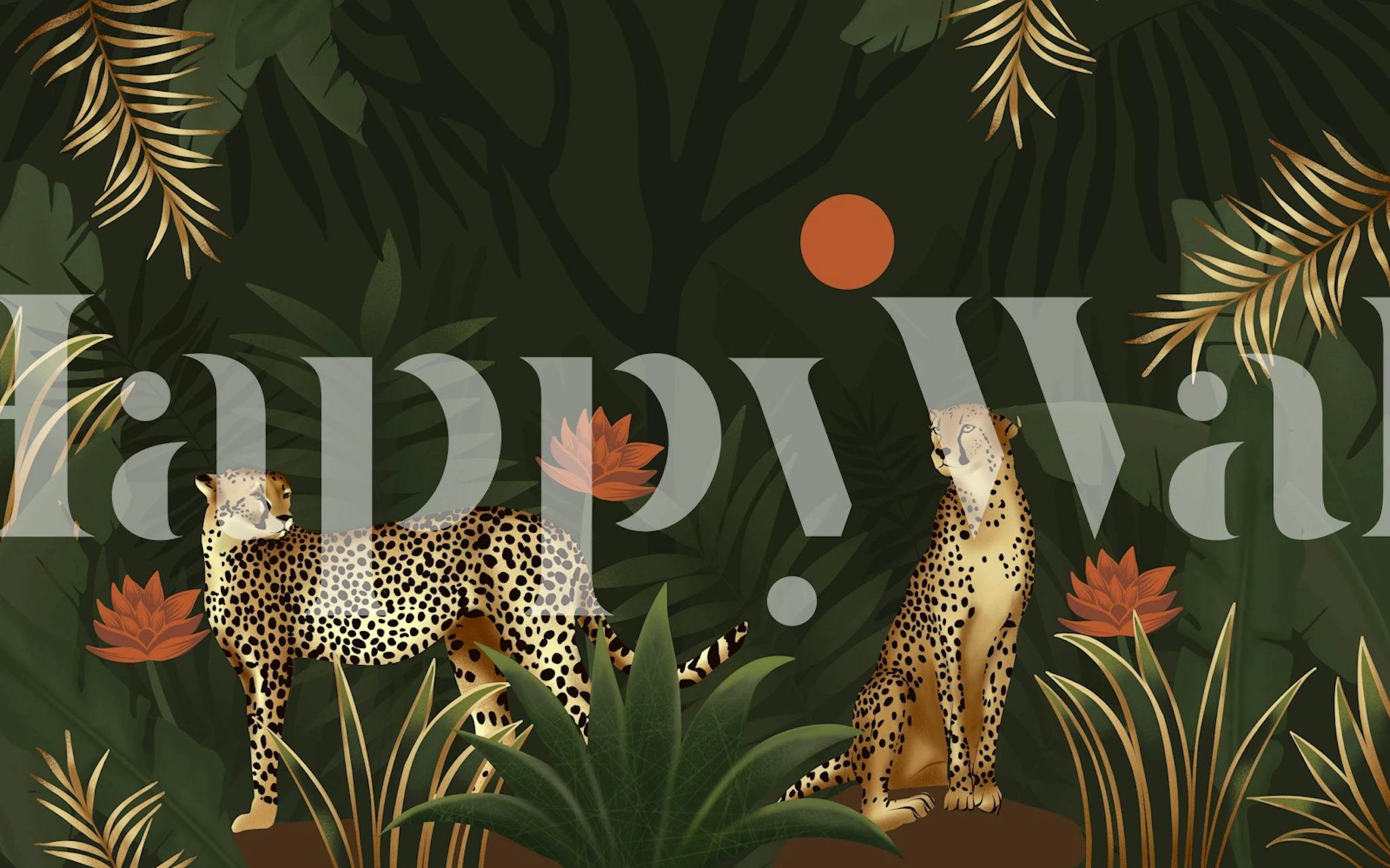 Farverig jungletapet med geparder