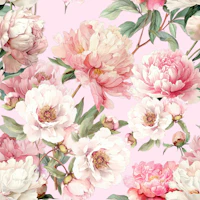 Peony Flower Wall Soft Pink Pattern wallpaper