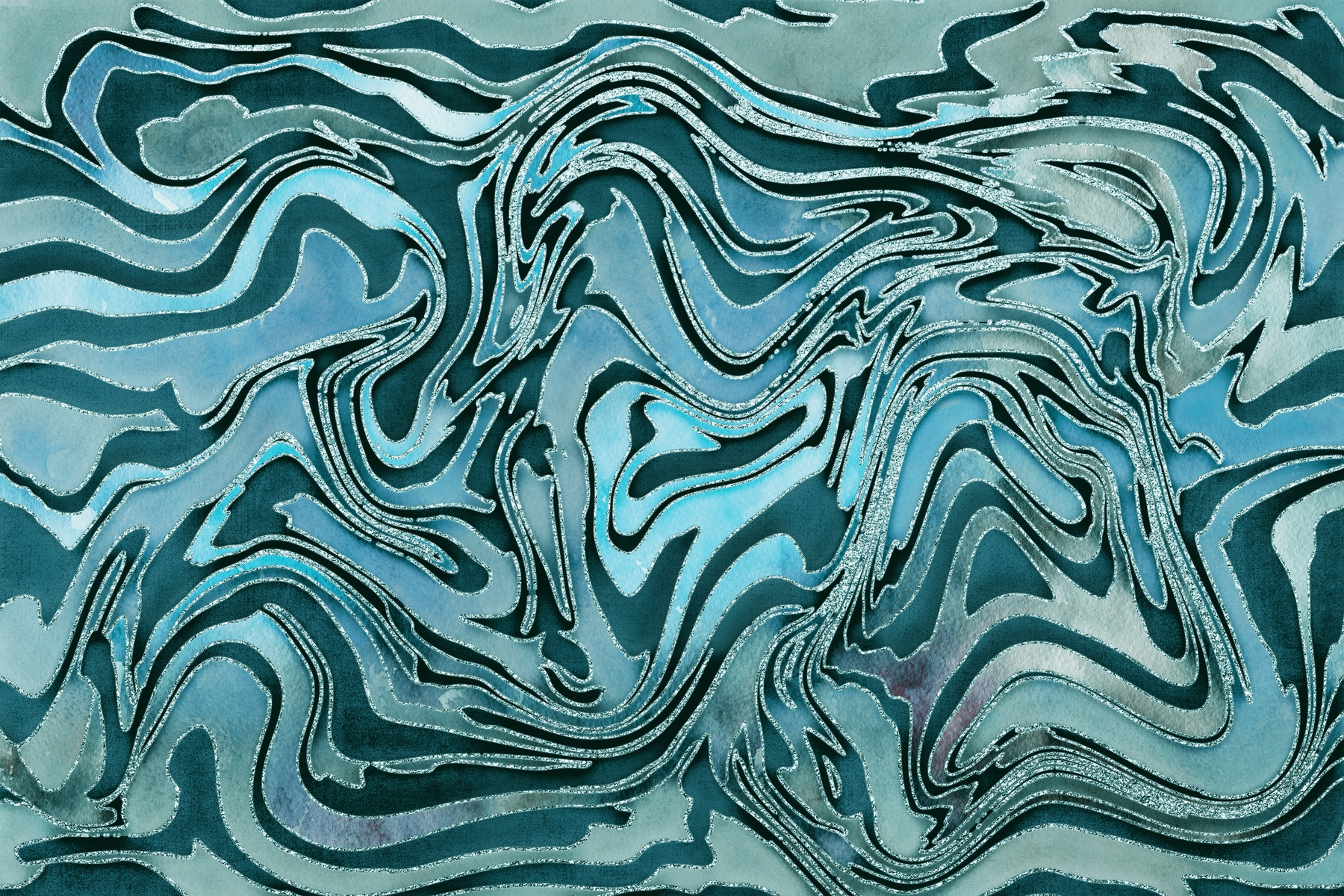 Liquid Teal Abstract Marble Wallpaper - Buy Online | Happywall