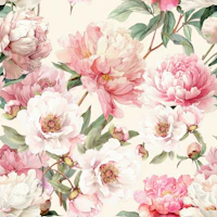 Peony Flower Wall Chintz Creme XXL wallpaper