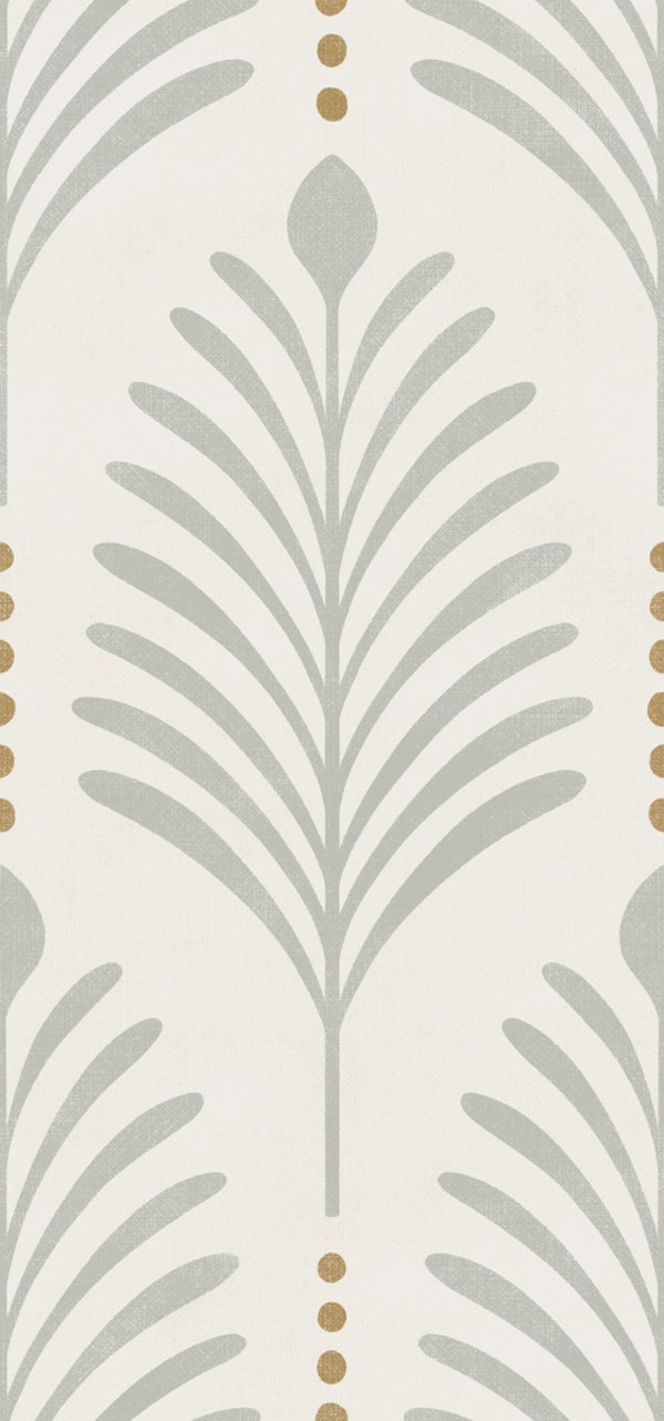 art deco vertical leaves - grey mint bronze