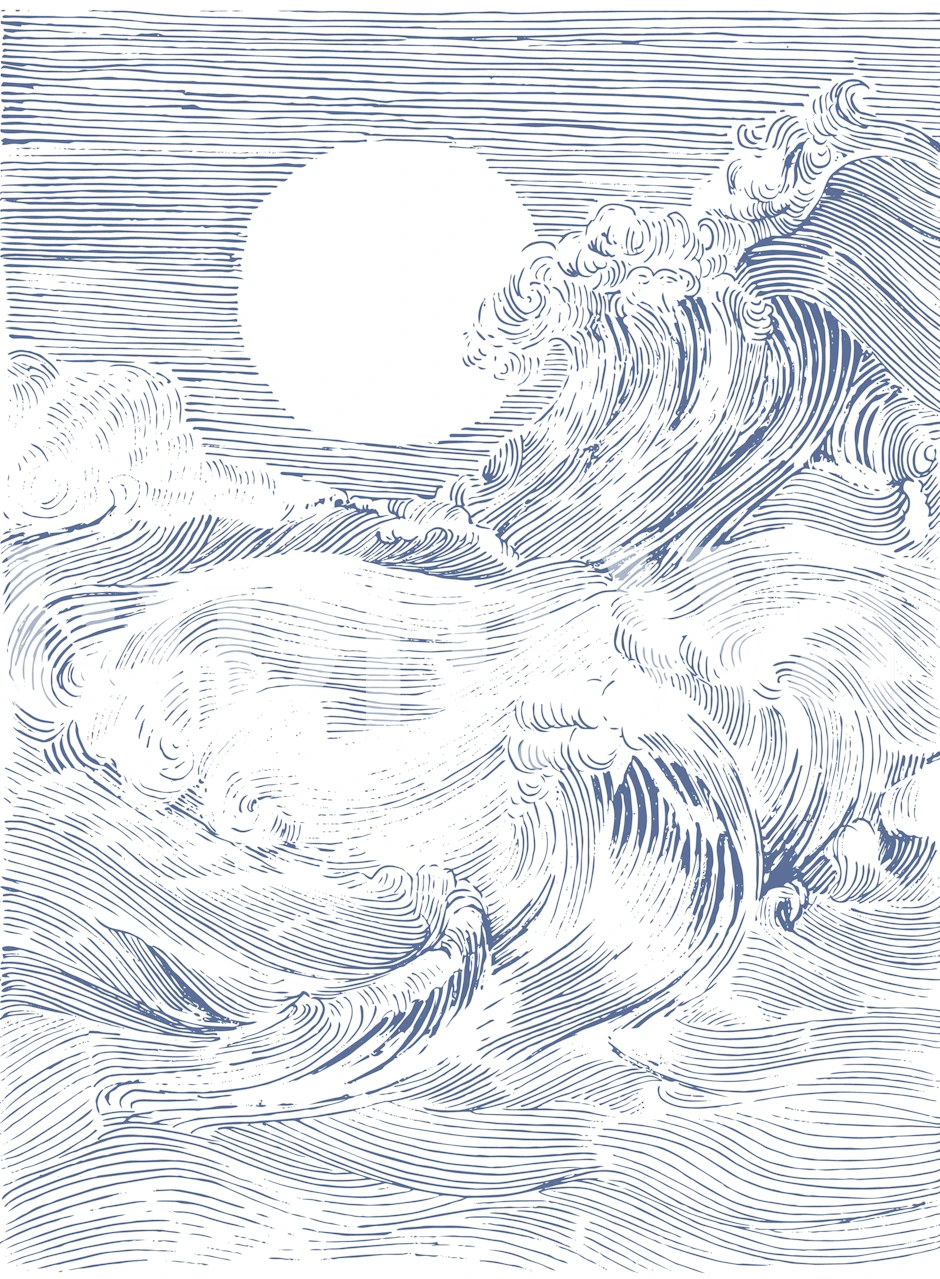 Tapeta z morskimi falami w blasku księżyca w pokoju