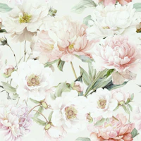 Peony Flower Wall Cream XXL wallpaper
