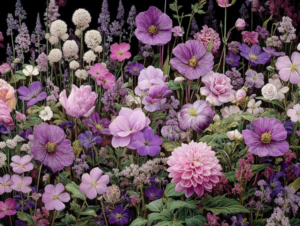 Purple Pink Garden Painterly