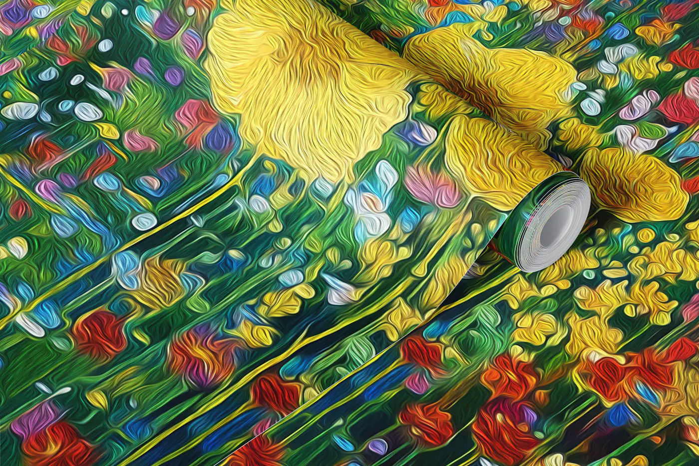 Painterly Abstract Wildflower Meadow wallpaper roll