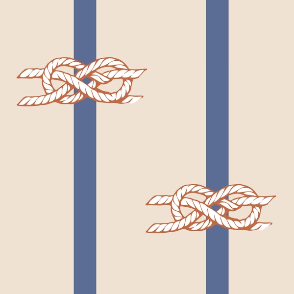 Mid Century Rope Stripe Beige Navy