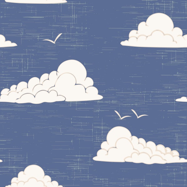 Mid Century Cloud Sky Dusty Blue