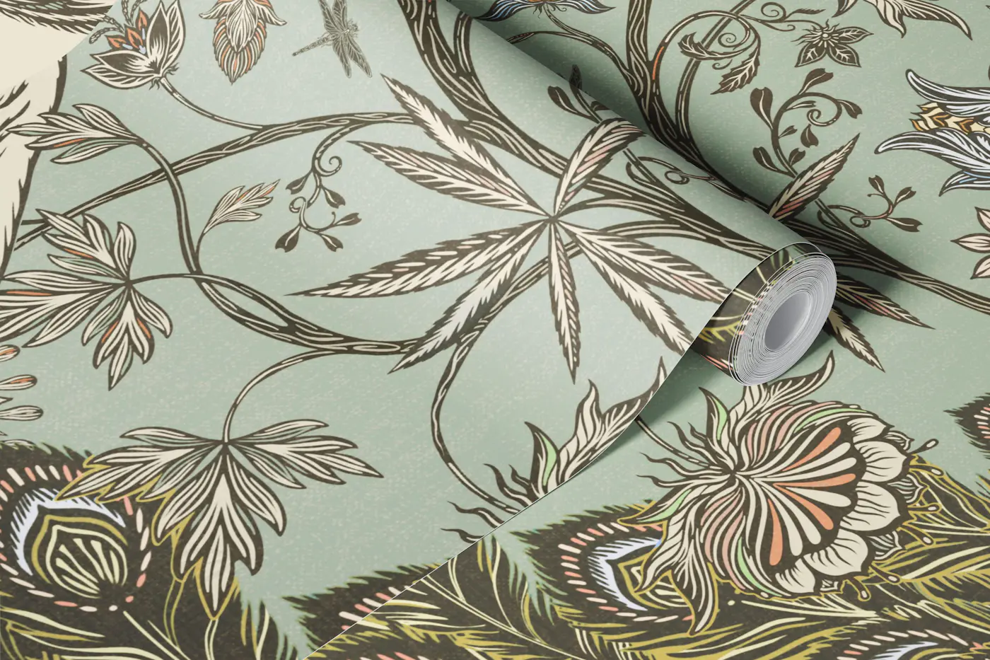 Unicorn Garden Tapestry Soft Sage wallpaper roll