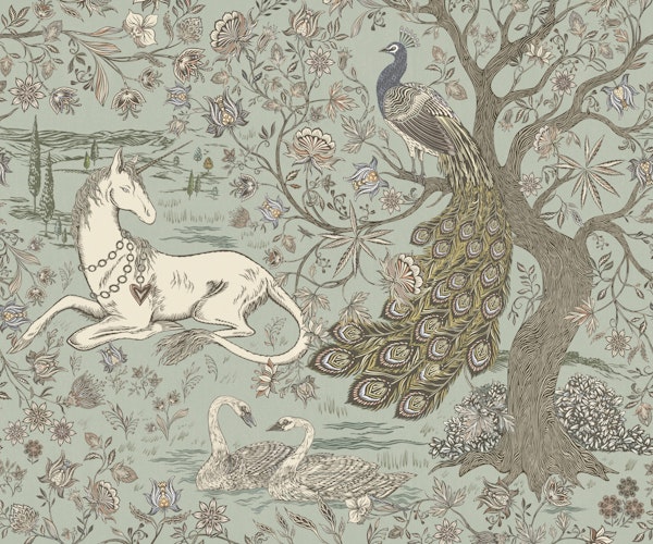 Unicorn Garden Tapestry Soft Sage