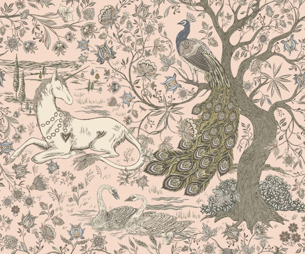 Unicorn Garden Tapestry Blush Pink