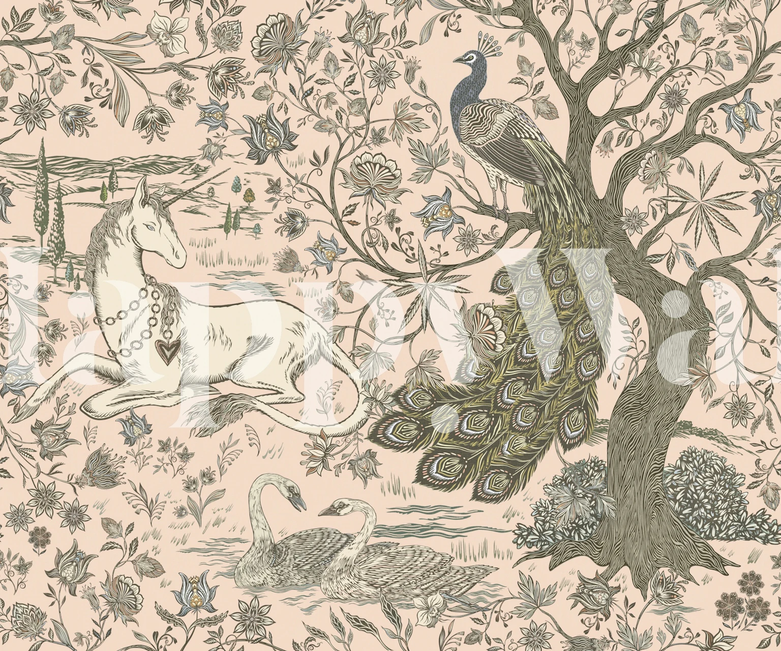 Unicorn Garden Tapestry in a room setting