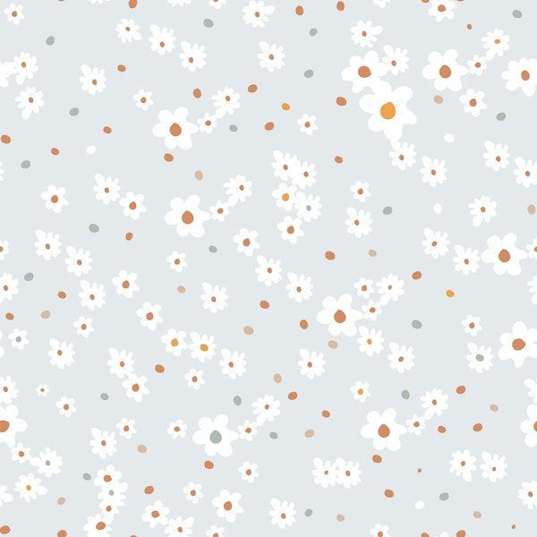 Minimal White Daisies and Dots