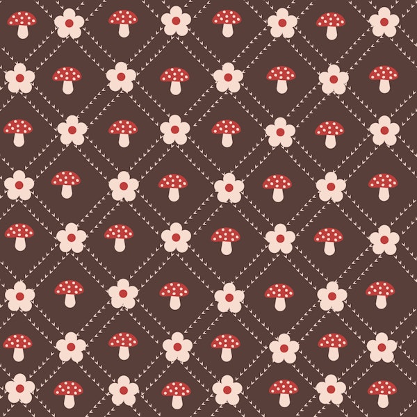 Brown Cottagecore Mushroom Daisies