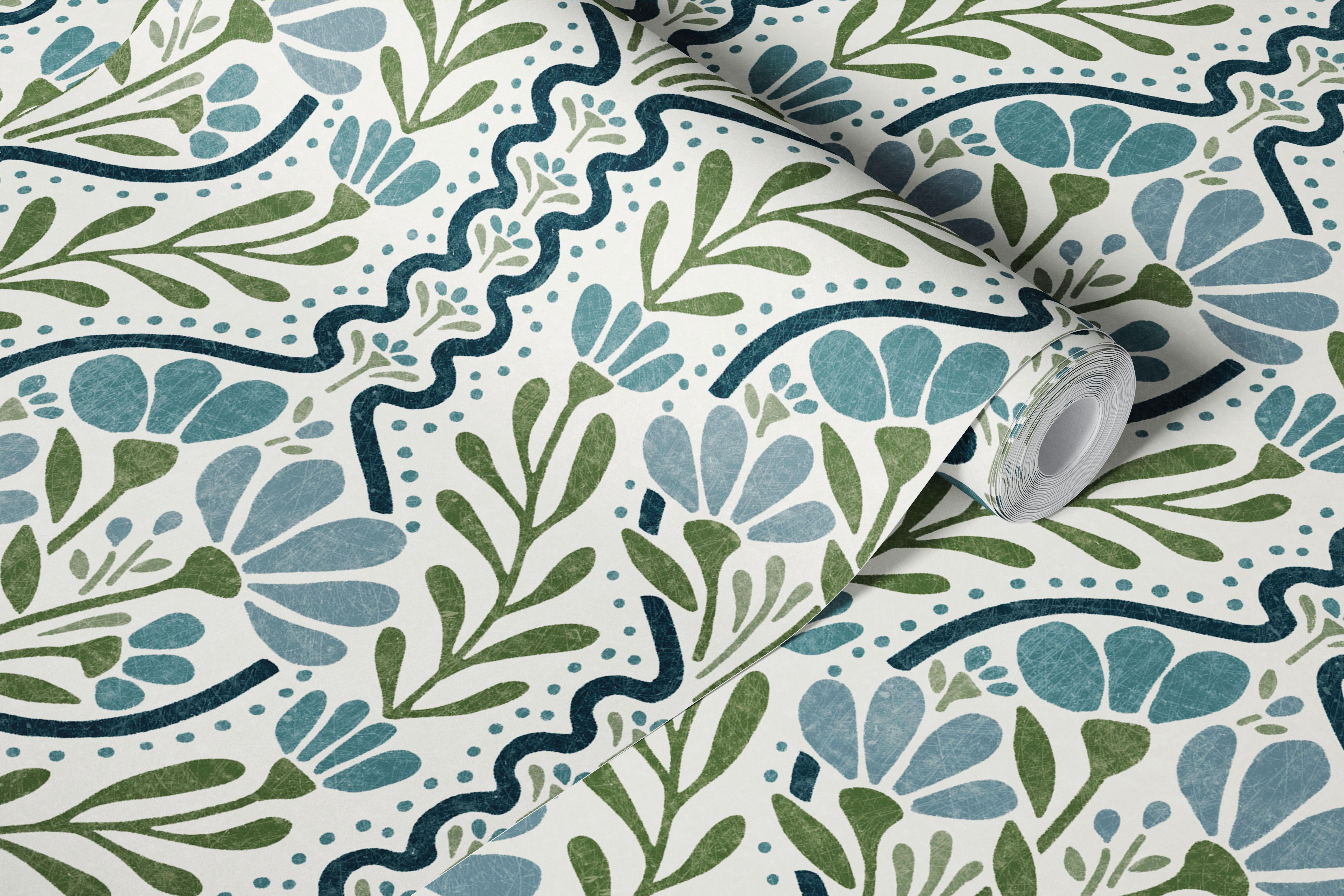 Miranda beige floral wallpaper in a room