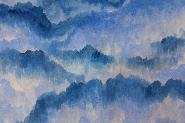 Calming Blue Watercolor Scene
