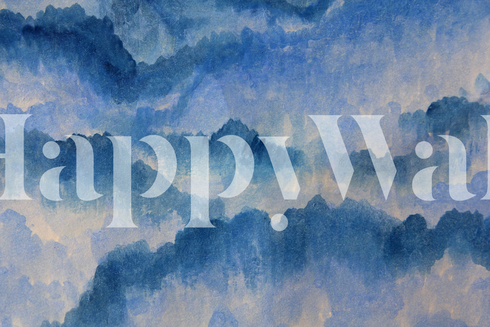 Calming blue watercolor wallpaper in a room