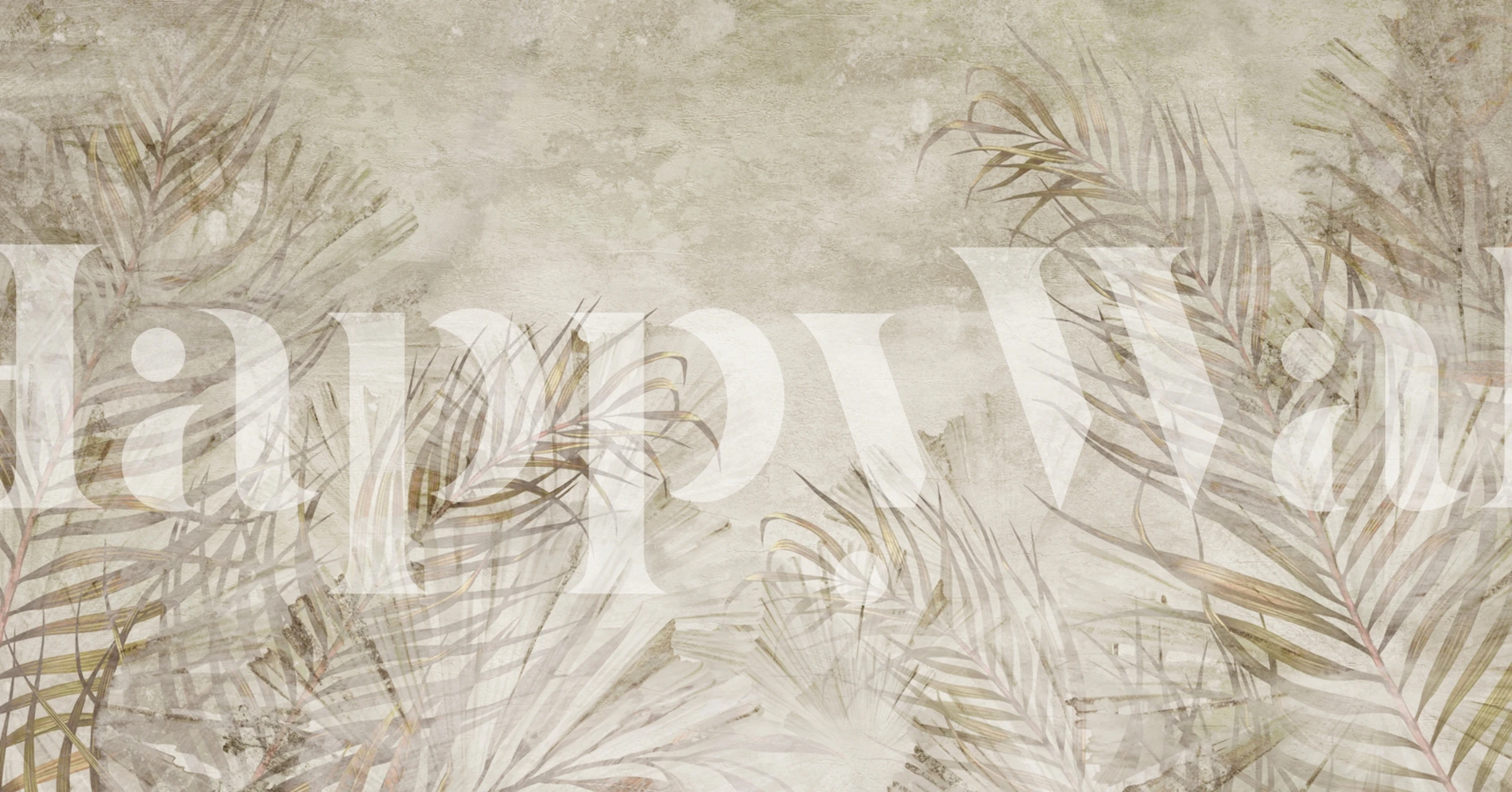 Naturinspirerat bladmotiv tapet i ett rum