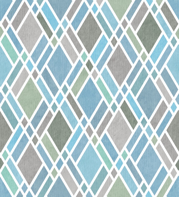 Coastal Blue Grey Diamond Grid