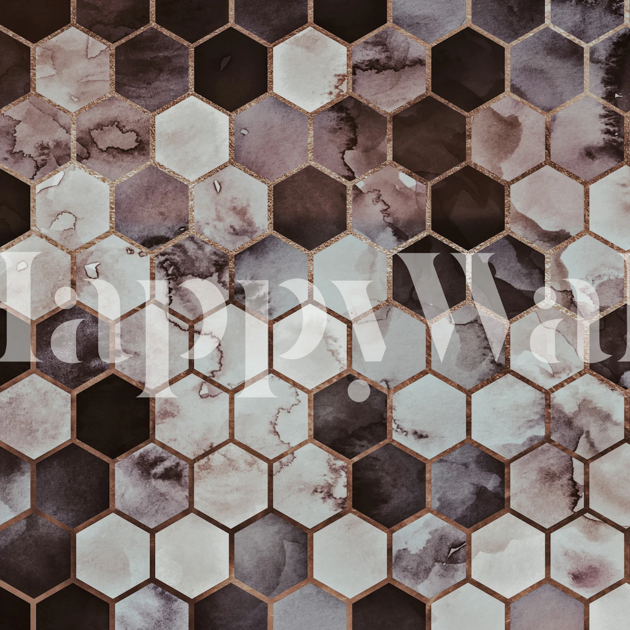 Rugged Marble Brown and Grey Moccha Mousse wallpaper in room