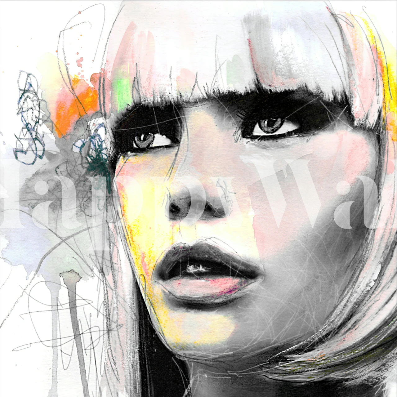 Smoky Eyes Editorial Portrait wallpaper in room