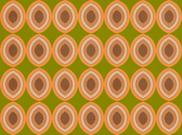 Mid Century Ovals Orange Olive