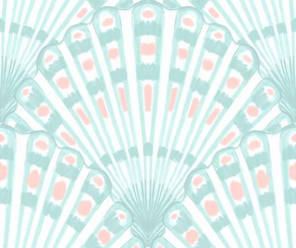 Mint Coastal Seashell Fans
