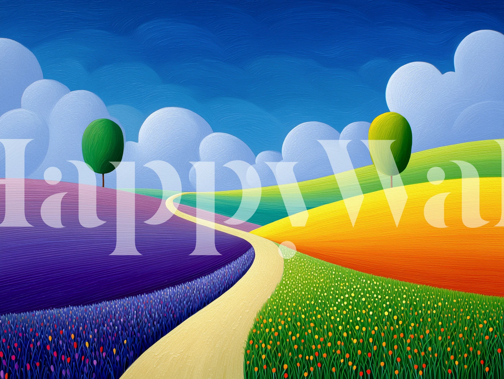 Vibrant Cheerful Hills Landscape wallpaper