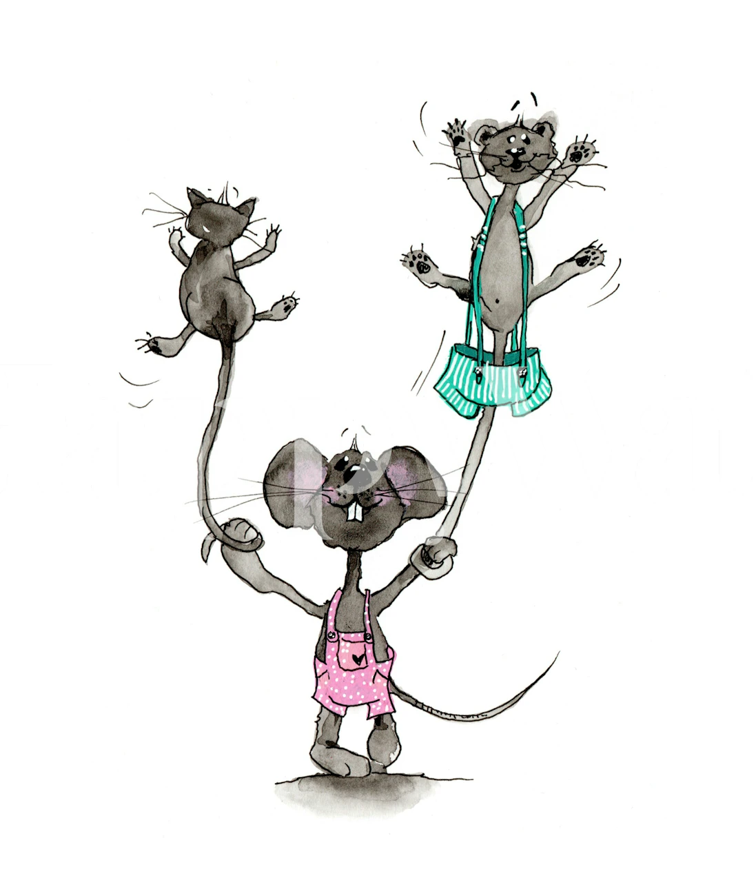 Nursery wallpaper featuring cute circus mice